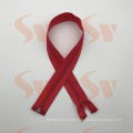 High quality No. 5 auto lock red nylon zipper for Garments/Home textile/Pillow/Bags